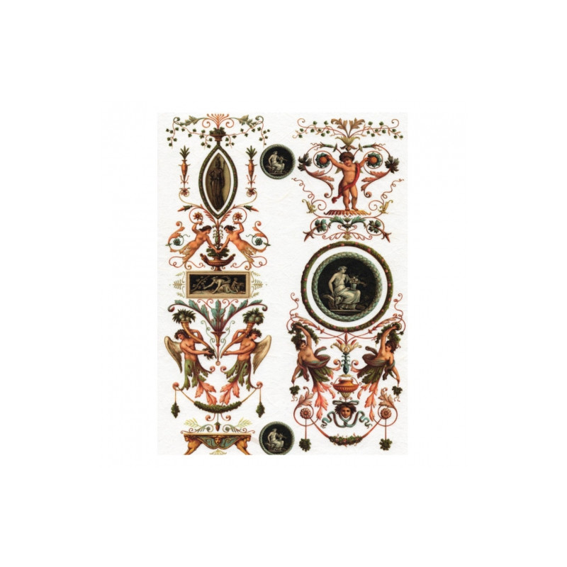 Rice decoupage paper antique ornaments medallions A4 ITD R027