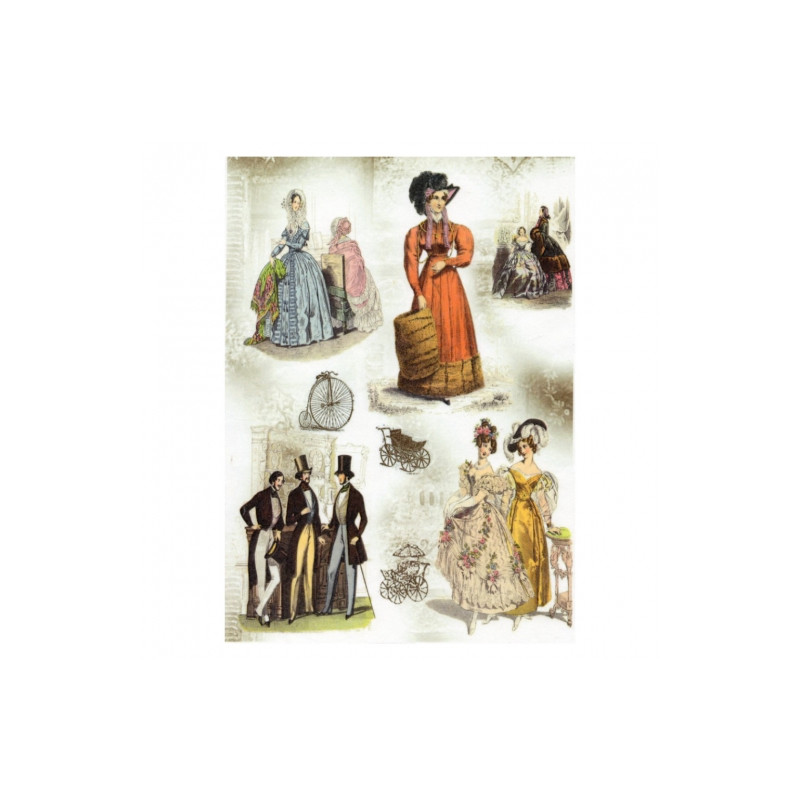 Papier ryżowy do decoupage vintage people A4 ITD R013