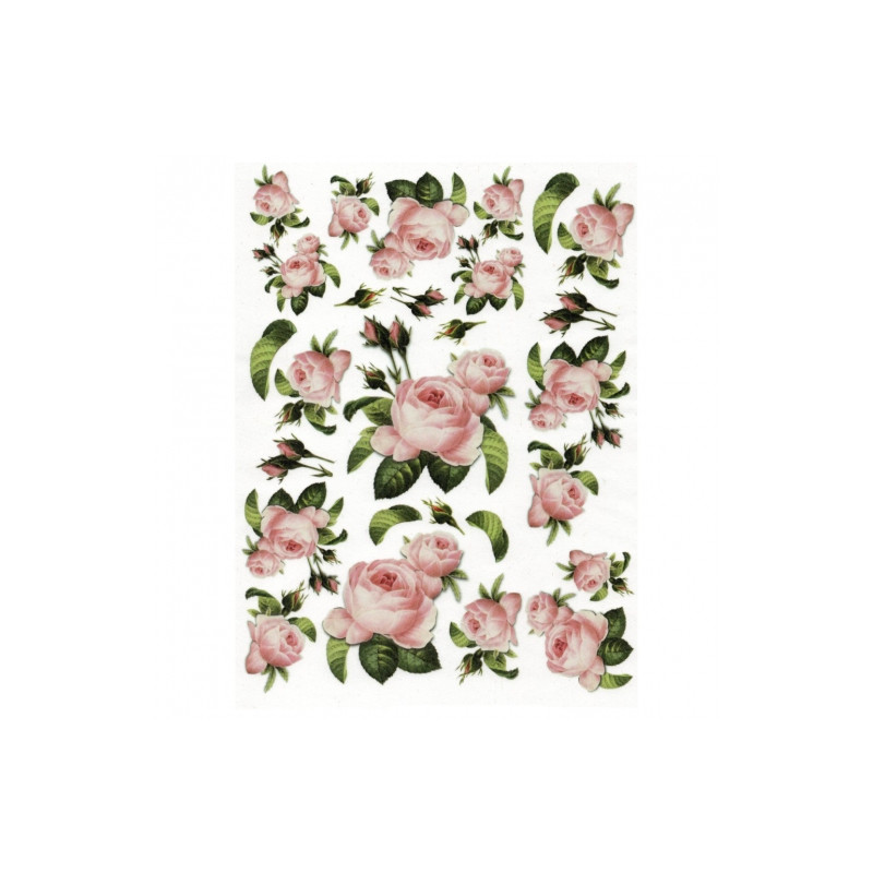 Rice decoupage paper roses A4 ITD R038