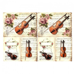 Papier do decoupage skrzypce kwiaty A4 ITD 0423M - sklep plastyczny -