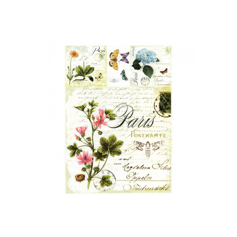 Papier do decoupage soft A4 ITD S004 zioła kwiaty motyle - sklep plast