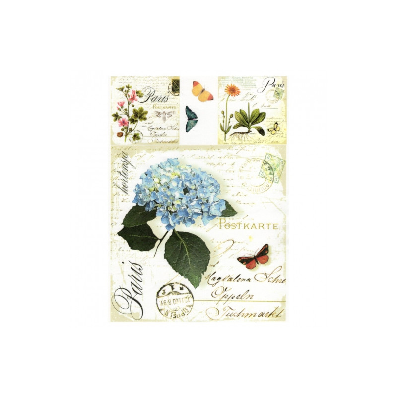 Papier do decoupage soft A4 ITD S005 hortensja motyle - sklep plastycz