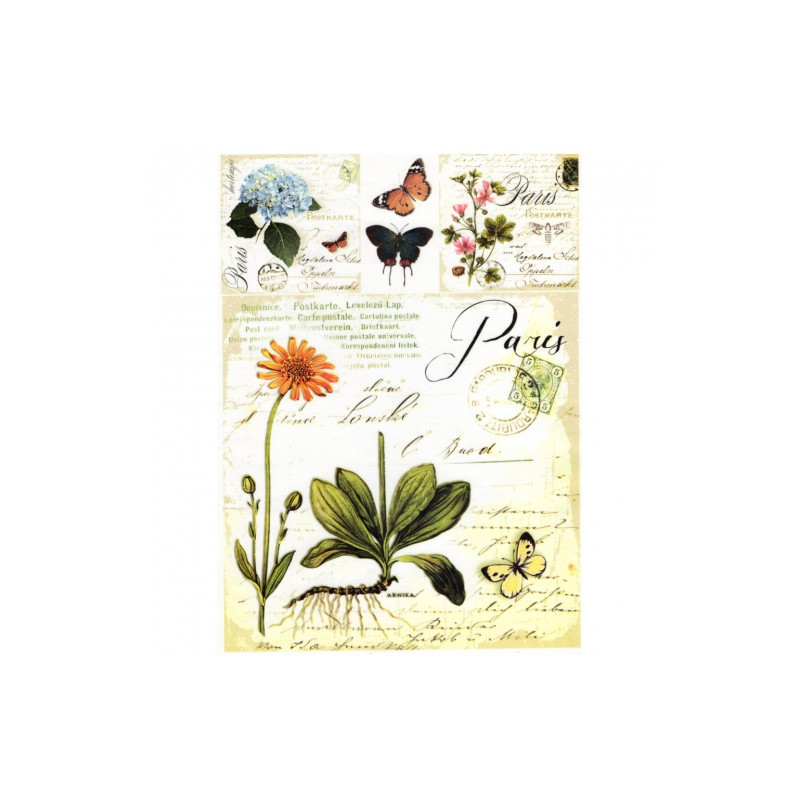Decoupage paper soft A4 ITD S006 herbs flowers butterflies