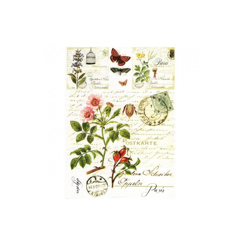 Papier do decoupage soft A4 ITD S007 dzika róża zioła - sklep plastycz