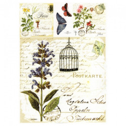 Papier do decoupage soft A4 ITD S009 szałwia zioła motyle - sklep plas
