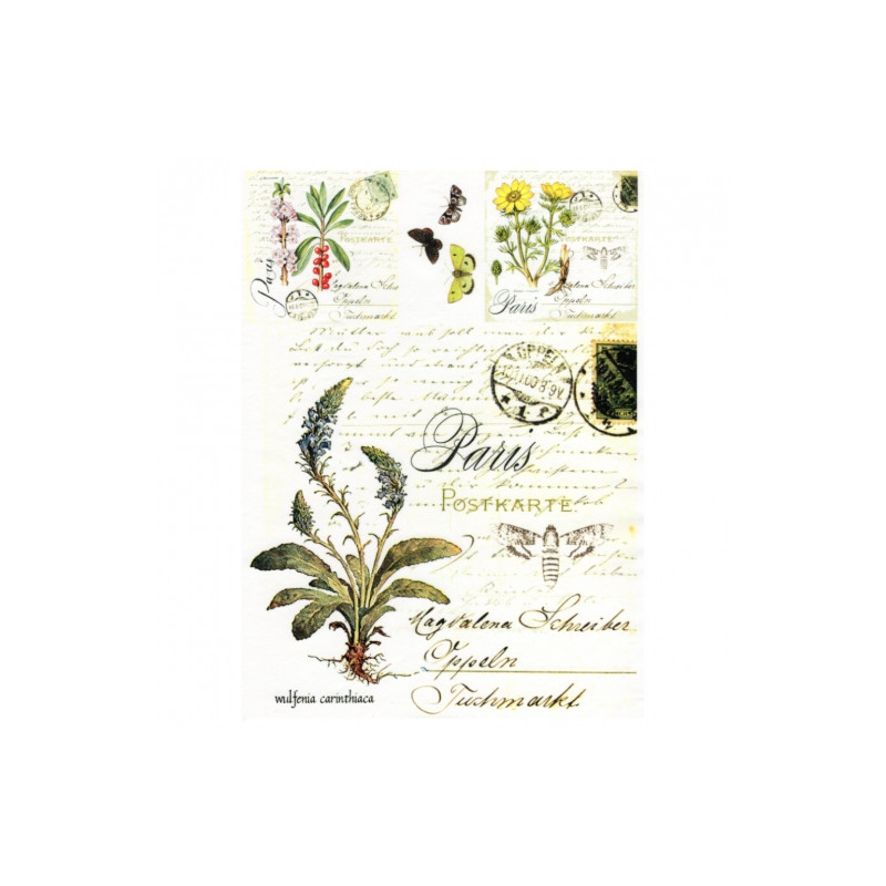 Decoupage paper soft A4 ITD S012 herbs flowers butterflies