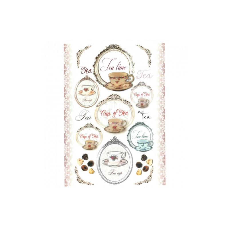 Papier do decoupage soft filiżanki ramki A4 ITD S023 - sklep plastyczn