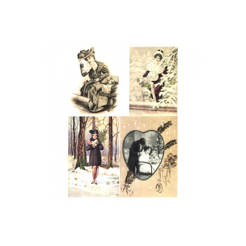 Decoupage paper soft A4 ITD S045 retro winter