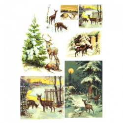 Decoupage paper soft A4 ITD S046 winter snow animals