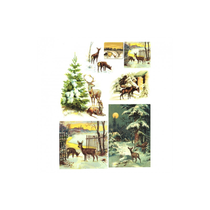 Papier do decoupage soft A4 ITD S046 zima zwierzęta śnieg - sklep plas