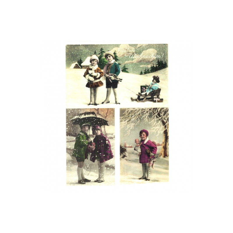 Papier do decoupage soft A4 ITD S048 retro zima dzieci - sklep plastyc