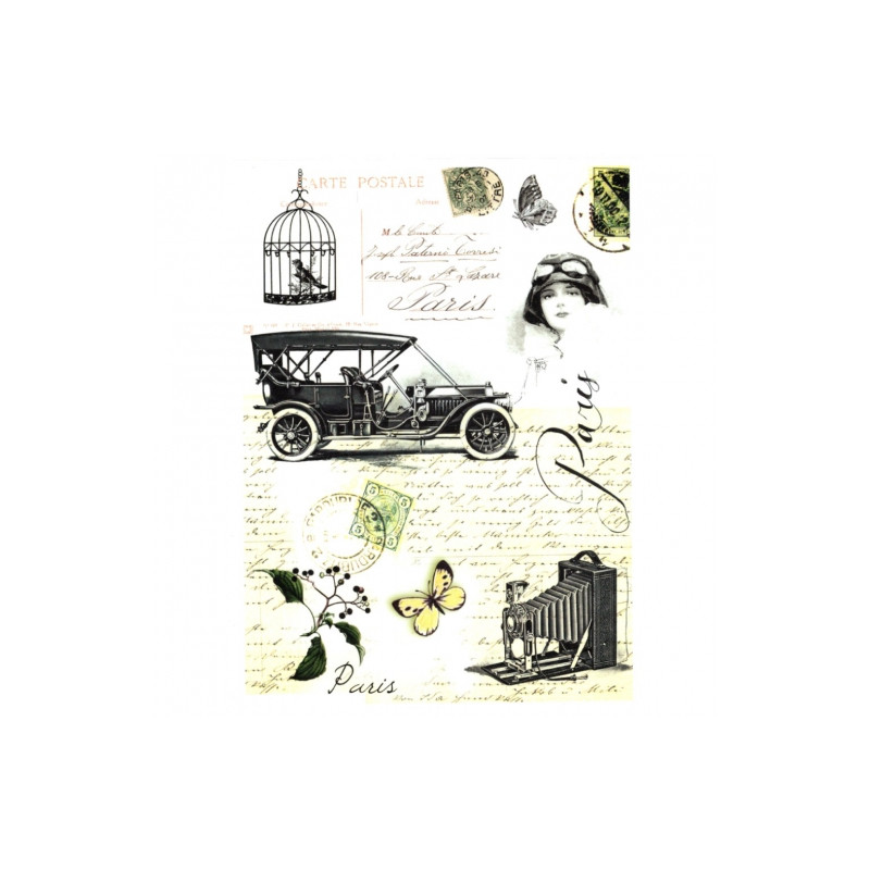 Decoupage paper soft vintage paris A4 ITD S102