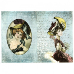 Papier do decoupage soft vintage kobieta A4 ITD S122 - sklep plastyczn