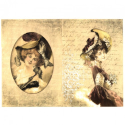 Papier do decoupage soft vintage kobieta A4 ITD S123 - sklep plastyczn