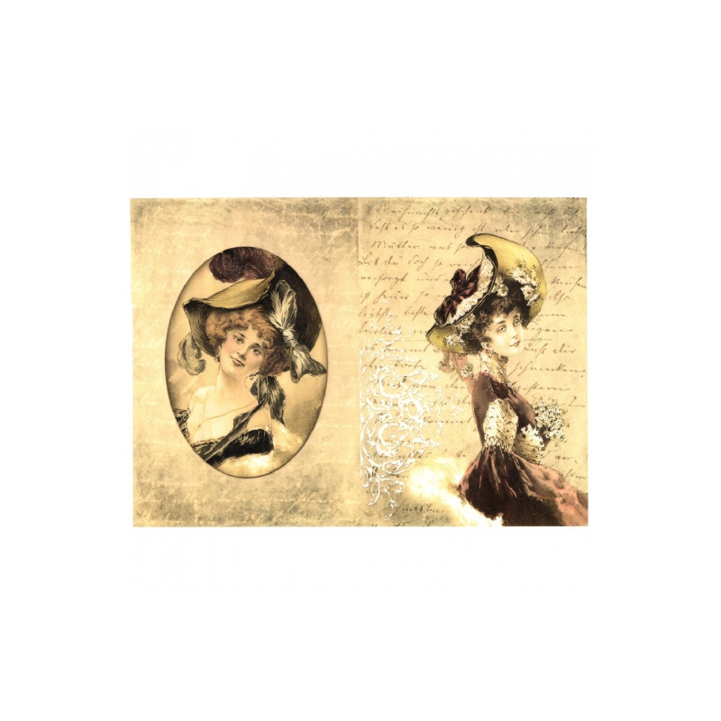 Decoupage paper soft vintage woman A4 ITD S123