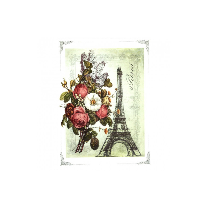Papier do decoupage soft paryż wieża eiffla kwiaty A4 ITD S125 - sklep