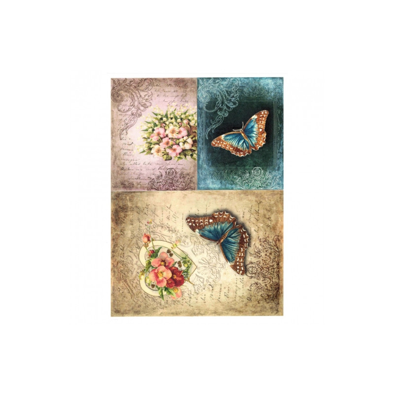 Papier do decoupage soft vintage motyl A4 ITD S124 - sklep plastyczny