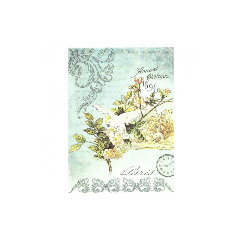 Papier do decoupage soft papuga kwiaty A4 ITD S127 - sklep plastyczny
