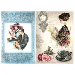 Papier do decoupage soft retro kobieta list A4 ITD S131 - sklep plasty