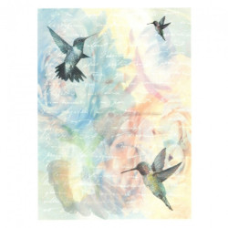 Papier do decoupage soft A4 ITD S152 kolibry kwiaty napisy - sklep pla