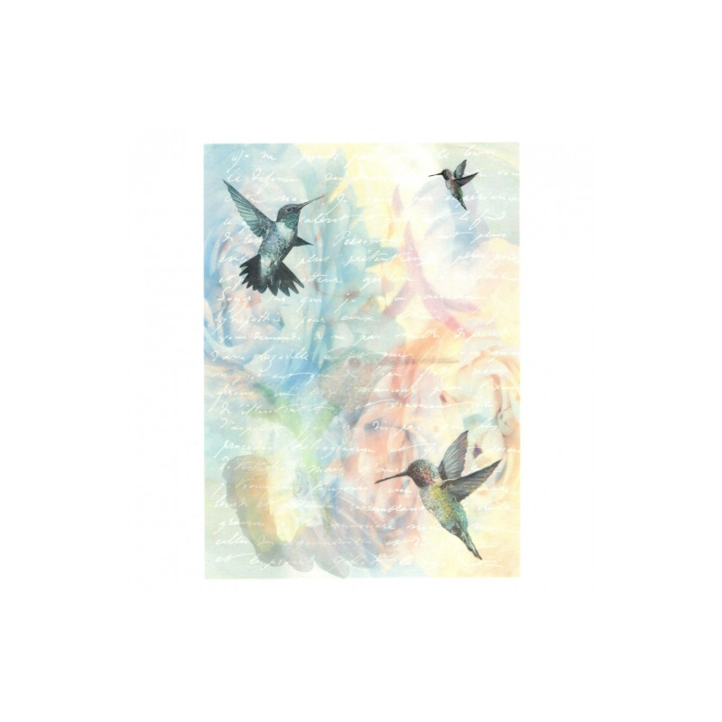 Papier do decoupage soft A4 ITD S152 kolibry kwiaty napisy - sklep pla