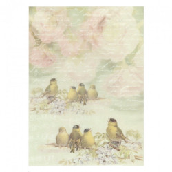 Papier do decoupage soft A4 ITD S154 ptaki kwiaty - sklep plastyczny -