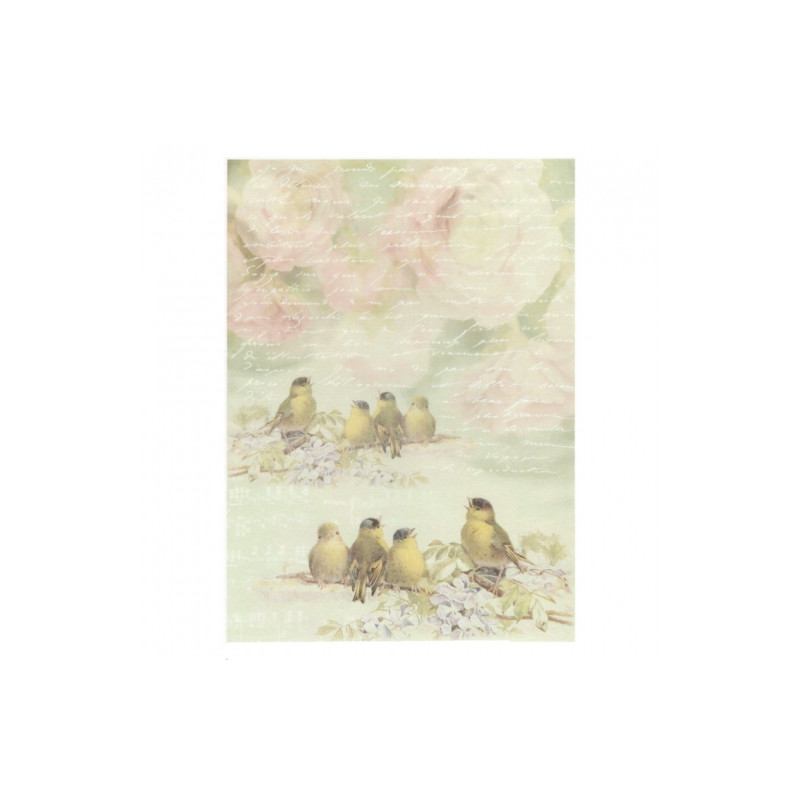 Decoupage paper soft A4 ITD S154 birds flowers