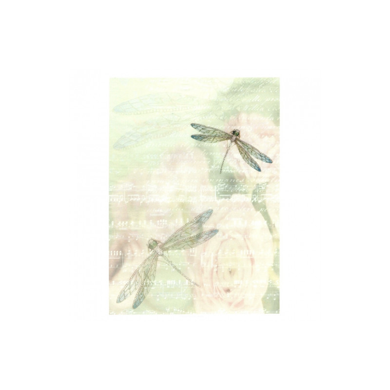 Papier do decoupage soft A4 ITD S156 ważka nuty - sklep plastyczny - s