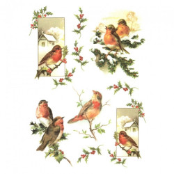 Decoupage paper soft A4 ITD S182 holly birds