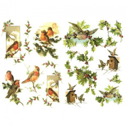Papier do decoupage soft A4 ITD S183 ostrokrzew ptaki - sklep plastycz