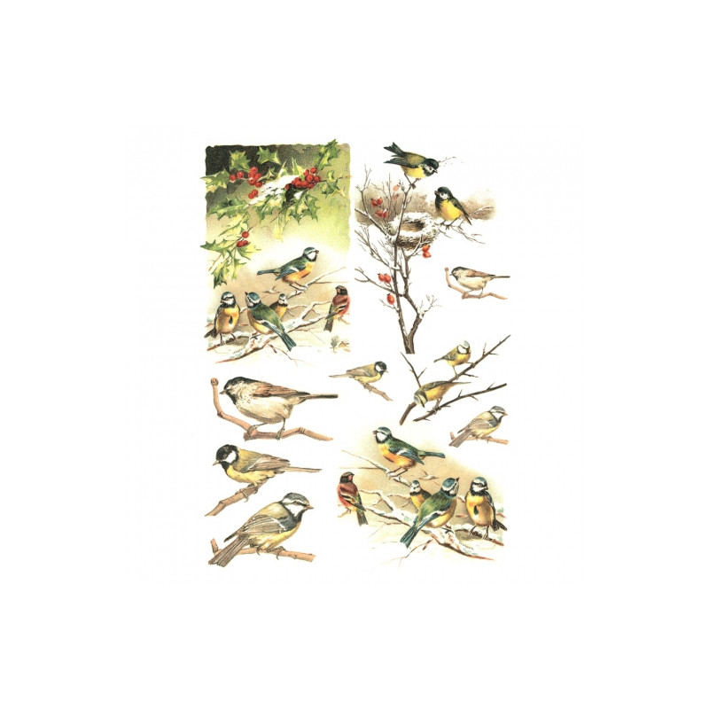 Papier do decoupage soft A4 ITD S184 ptaki na gałązkach - sklep plasty