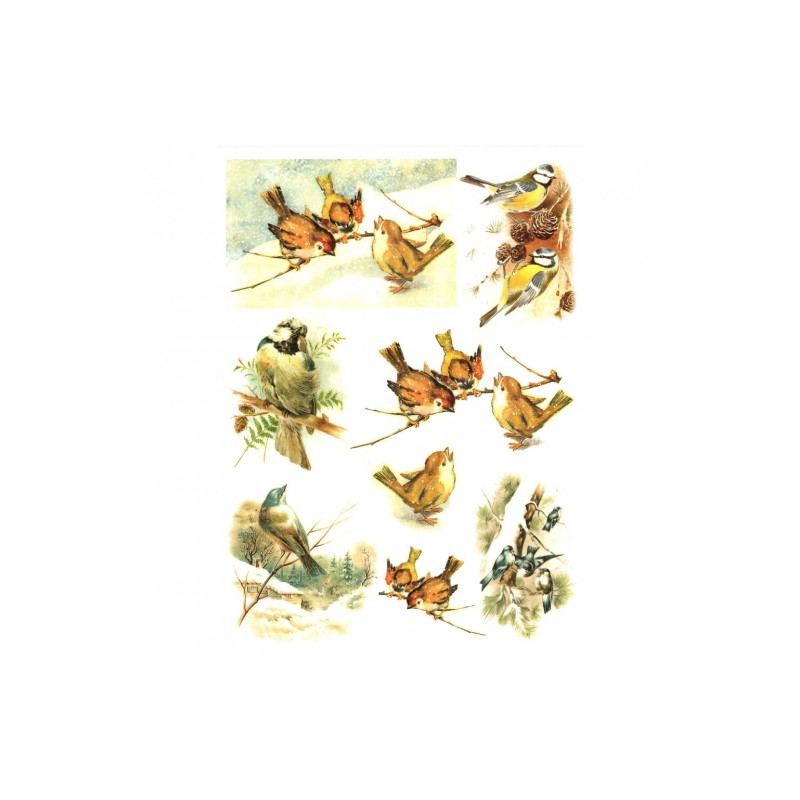 Papier do decoupage soft A4 ITD S185 ptaki na gałązkach - sklep plasty