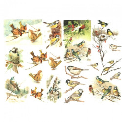 Decoupage paper soft A4 ITD S186 birds on twigs