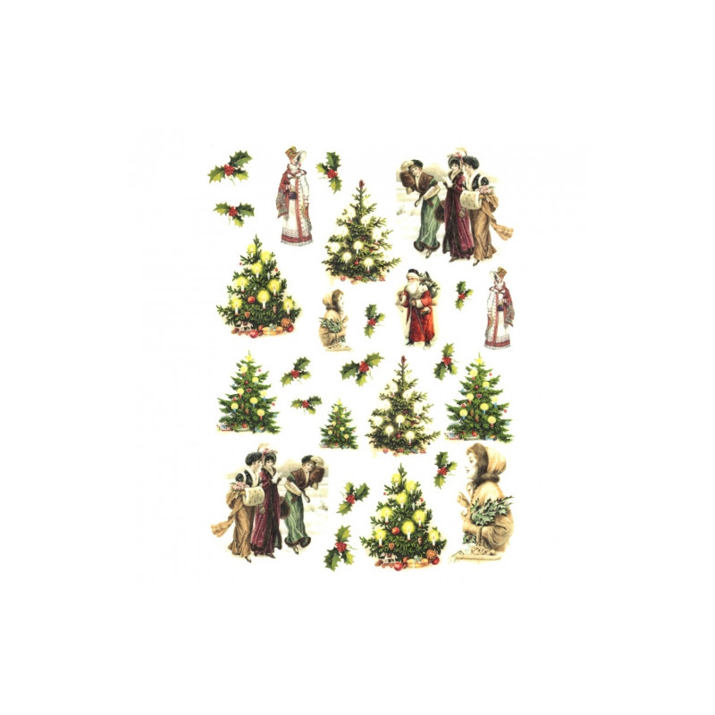 Decoupage paper soft A4 ITD S190 christmas tree santa