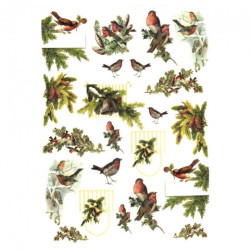 Papier do decoupage soft A4 ITD S191 ptaki gałązki świerku - sklep pla