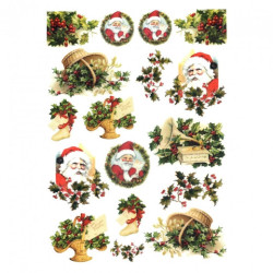 Papier do decoupage soft A4 ITD S192 mikołaj ostrokrzew - sklep plasty