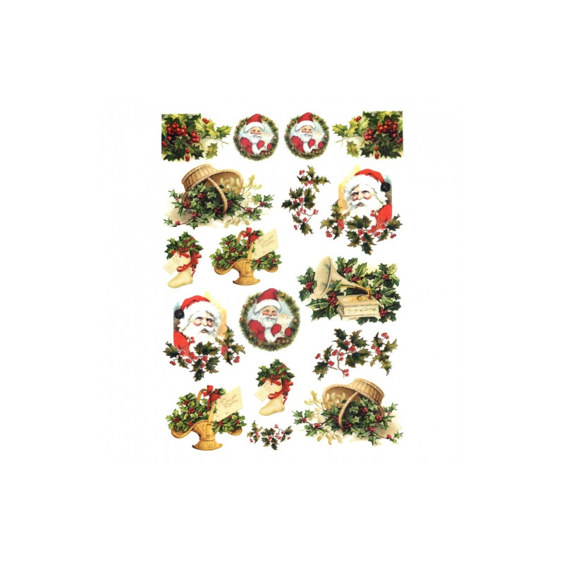 Decoupage paper soft A4 ITD S192 santa holly