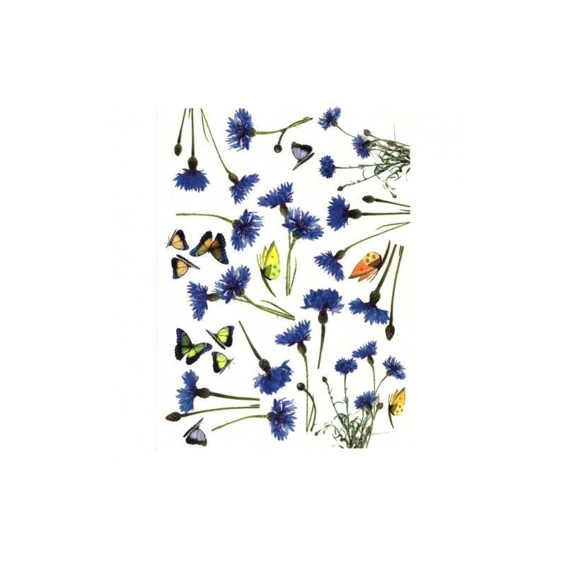 Rice decoupage paper cornflowers butterflies A4 ITD R043