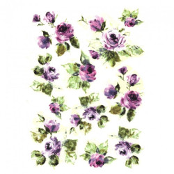 Rice decoupage paper purple roses A4 ITD R095