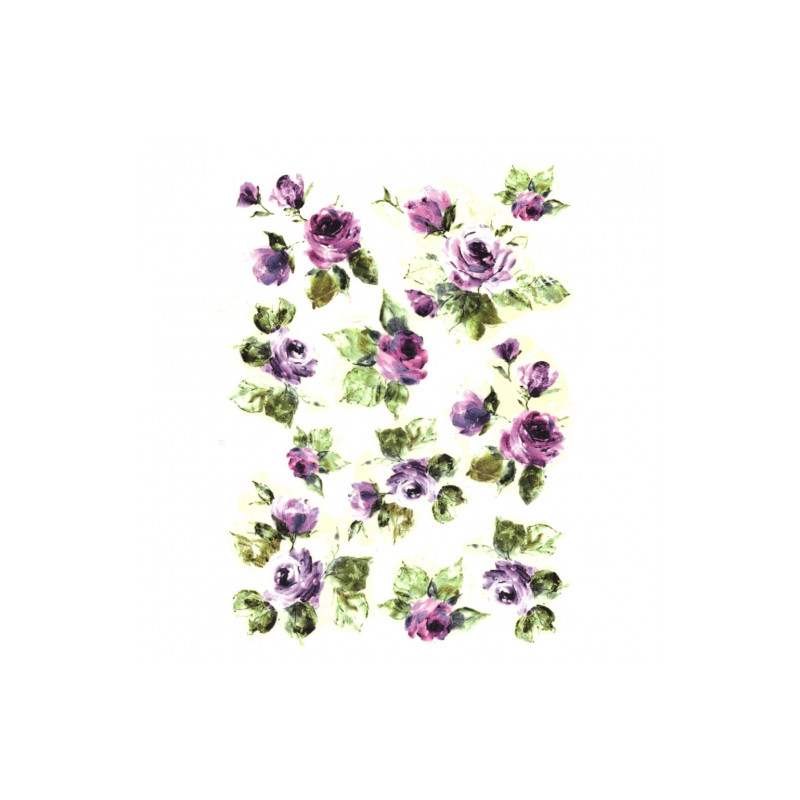 Rice decoupage paper purple roses A4 ITD R095