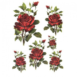 Papier ryżowy do decoupage czerwone róże A4 ITD R170 - sklep plastyczn