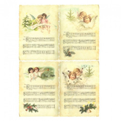 Papier ryżowy do decoupage aniołki nuty A4 ITD R186 - sklep plastyczny