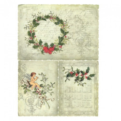 Rice decoupage paper holly A4 ITD R192