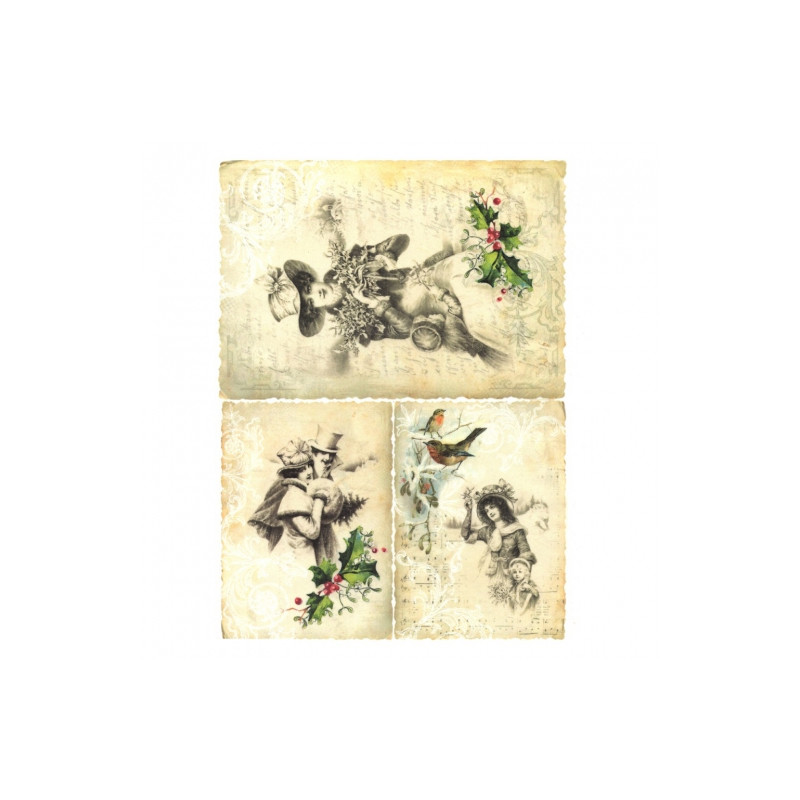 Papier ryżowy do decoupage retro A4 ITD R193 - sklep plastyczny - szał