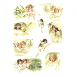 Papier ryżowy do decoupage boże narodzenie aniołki A4 ITD R196 - sklep