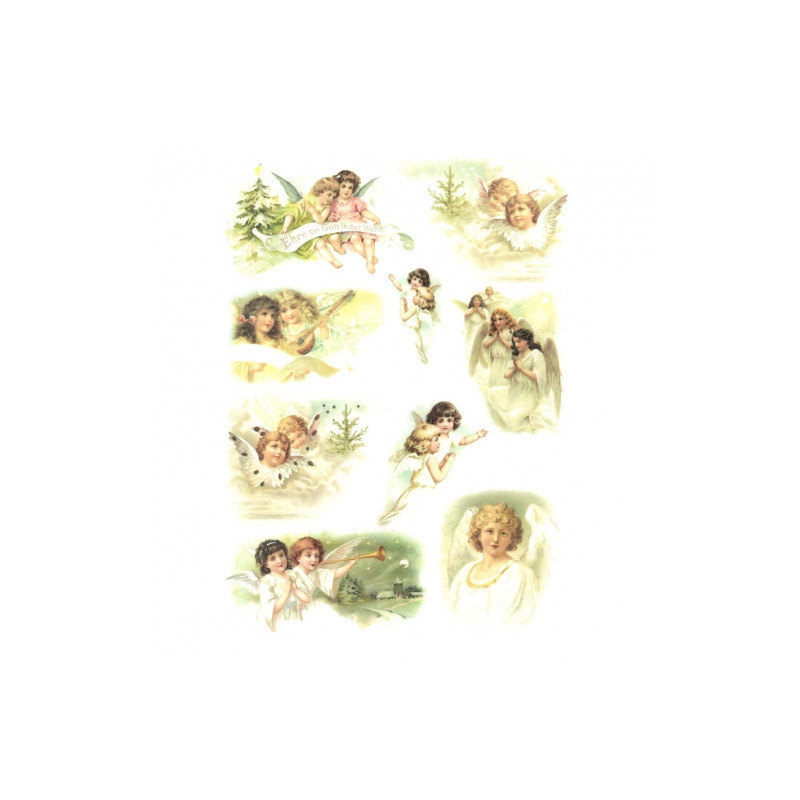 Papier ryżowy do decoupage boże narodzenie aniołki A4 ITD R196 - sklep