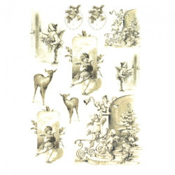 Papier ryżowy do decoupage amorki sepia A4 ITD R197 - sklep plastyczny