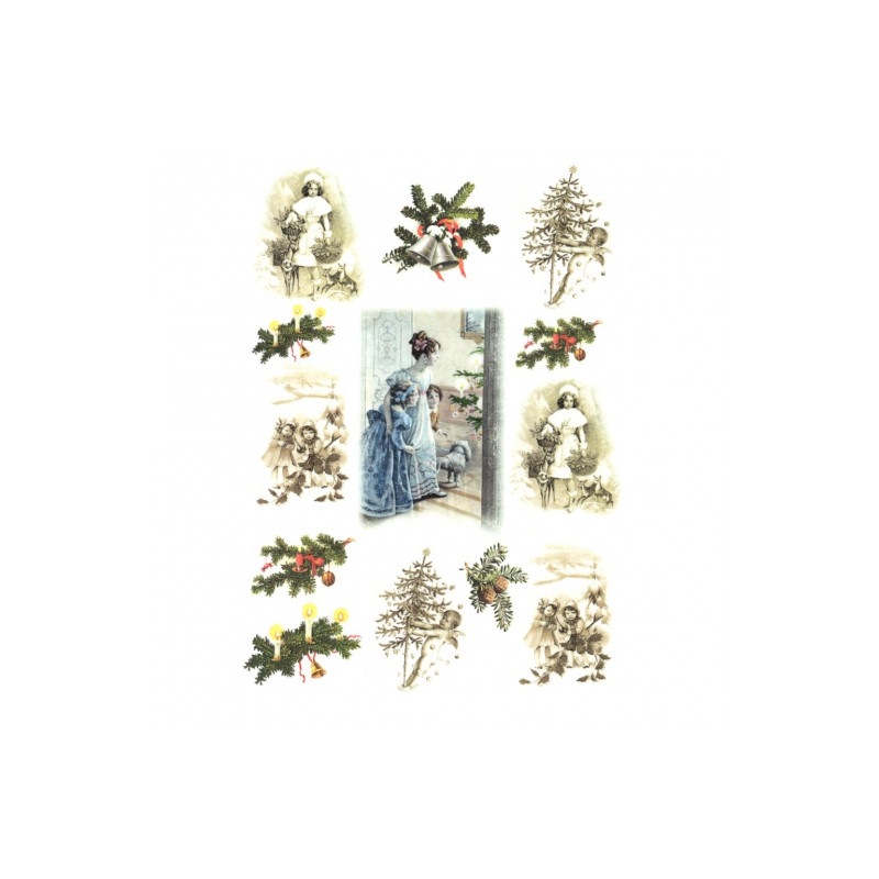 Rice decoupage paper christmas headpieces A4 ITD R198