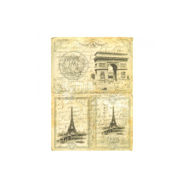 Papier ryżowy do decoupage paryż vintage A4 ITD R213 - sklep plastyczn
