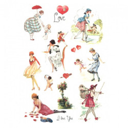 Rice decoupage paper woman heart A4 ITD R293
